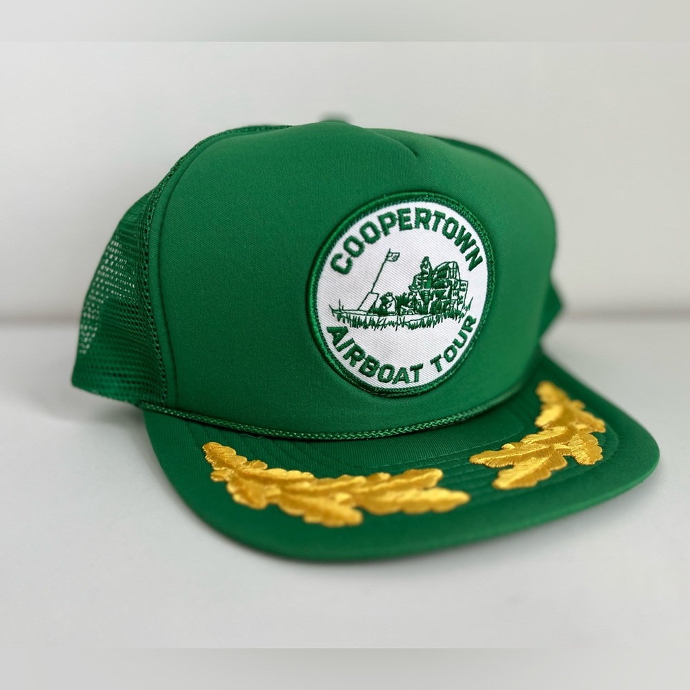 Vintage Trucker Hat Snapback Baseball Cap Green Coopertown Airboat Tour